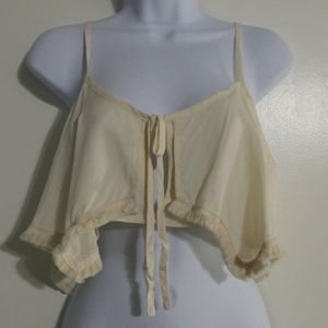 LF Run Cinta Run Cut Out Spaghetti Strap Crop Top Cream Small NWT